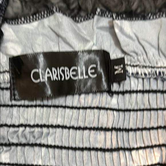 Blue and White Smocked Ruffled Peplum Blouse - Picture 4 of 4